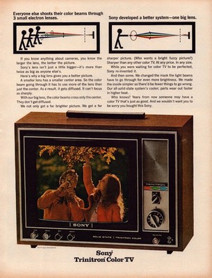 Sony Trinitron Color TV Life Magazine Ad 1960s Mid-Century Technology
