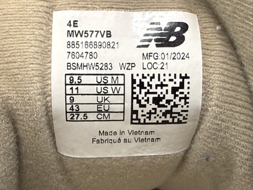 New Balance MW577VB 577 Herren 9,5 Damen 11 hellbraun 4E Gehen Stabilität Sneaker - Bild 6 von 6