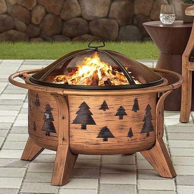 #ad Sunjoy 30 in Outdoor Wood Burning Steel Fire Pit with Spark Screen and Poker $340.99