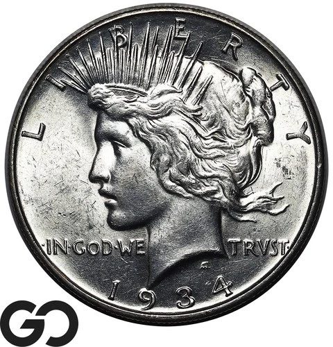 1934-D Peace Dollar Lustrous White Gem BU
