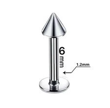 16g  Spike Cone Top Stainless Steel Labret Lip Monroe Cheek Tragus Ring Stud 6mm