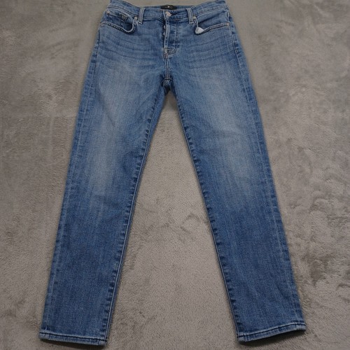 7 For All Man Kind Jeans Womens 26 Blue Denim Josefina Distressed Button Fly