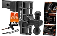  Adjustable Trailer Hitch Fits 2 Inch Receiver, Heavy Duty Tow 2.0 Inch 6 Drop