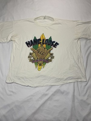 Vintage Single Stitch Hawaii Hang Loose Shaka Brah  North Shore Shirt XL Cropped