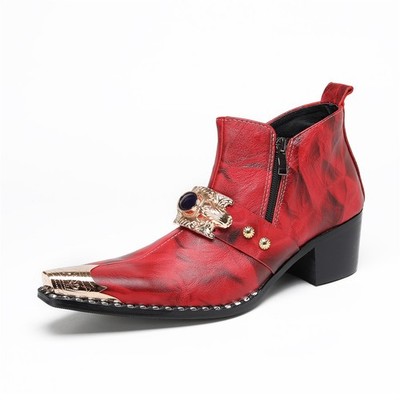 2025 New Men's Chelsea Boots Square Toe Leather British Clubwear High Top Boots