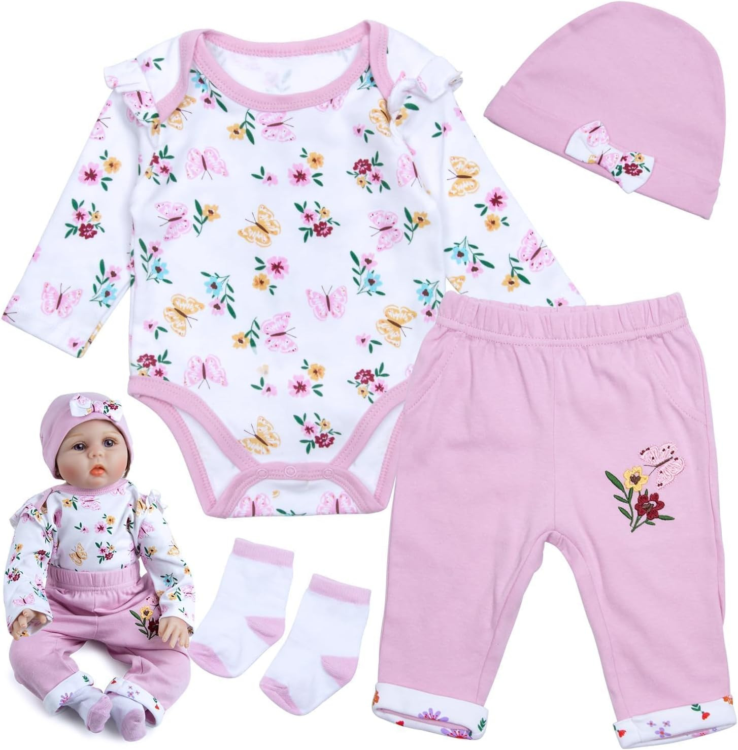 4 Pcs Reborn Baby Doll Clothes 20 Inch Girl Pink Outfit Acce