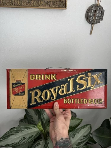 Vintage Central Royal Six Beer Tin Sign Bastion Bros Co USA 15x6