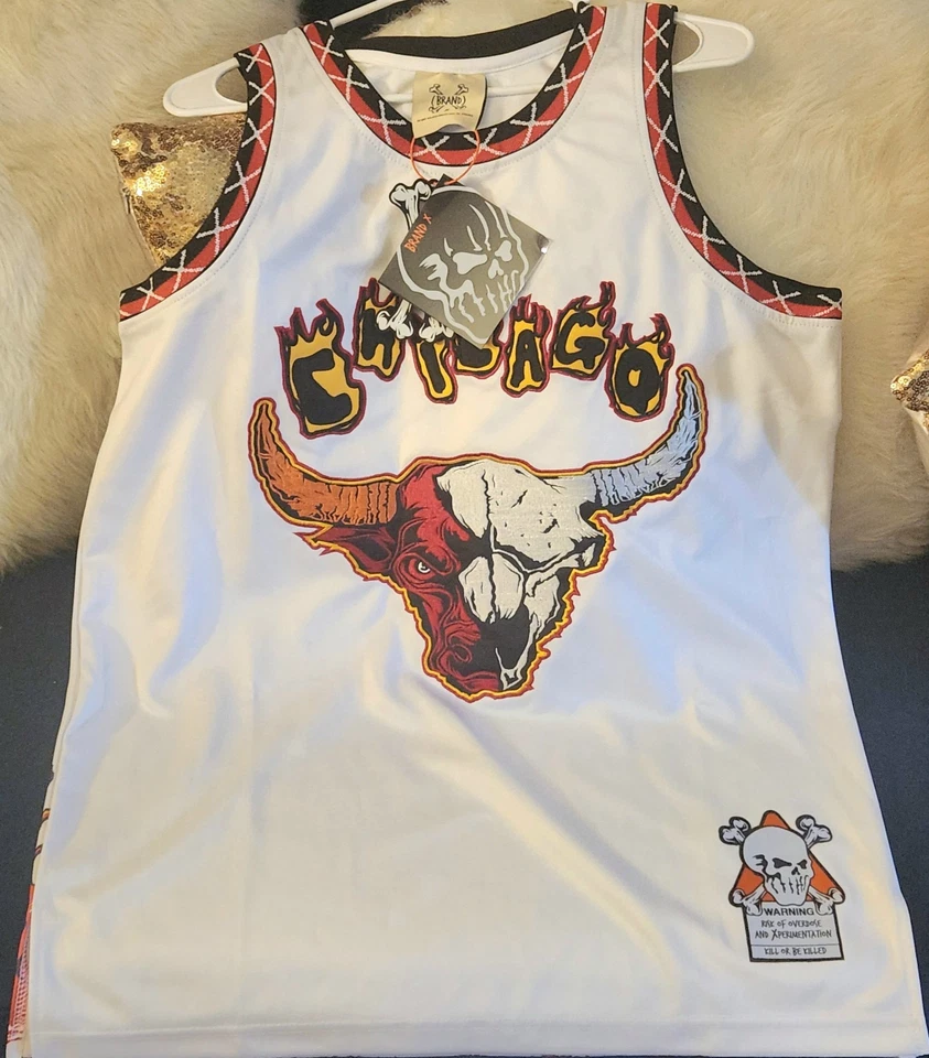 Camiseta deportiva de baloncesto blanca Brand X Chicago Flames Foto 4 de 4