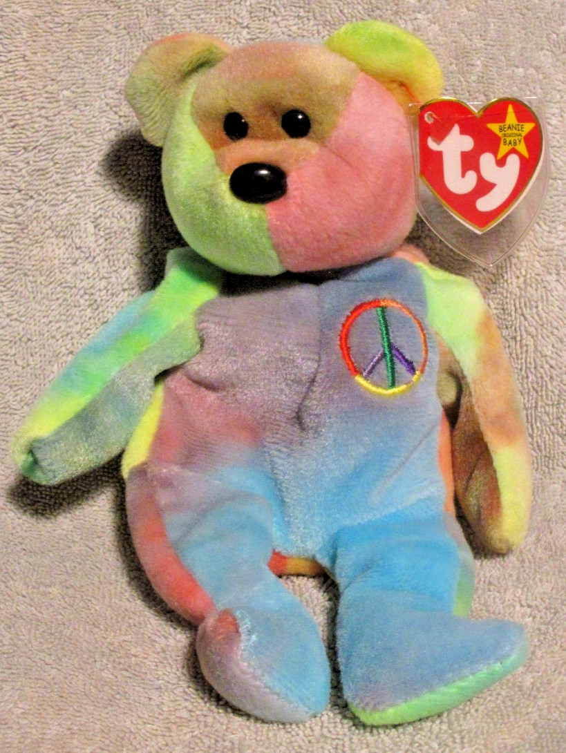 Ty Beanie Baby Peace Bear DOB February 1, 1996 MWMT Free Shipping
