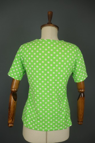 MARIMEKKO grün-weiß gepunktetes Kurzarm Oberteil Bluse mit Rundhalsausschnitt Größe L - Bild 6 von 12