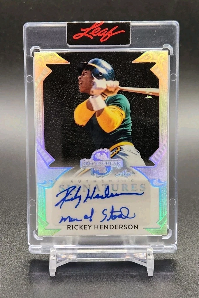 Leaf Rickey Henderson Autographed Baseball Sports Trading Cards