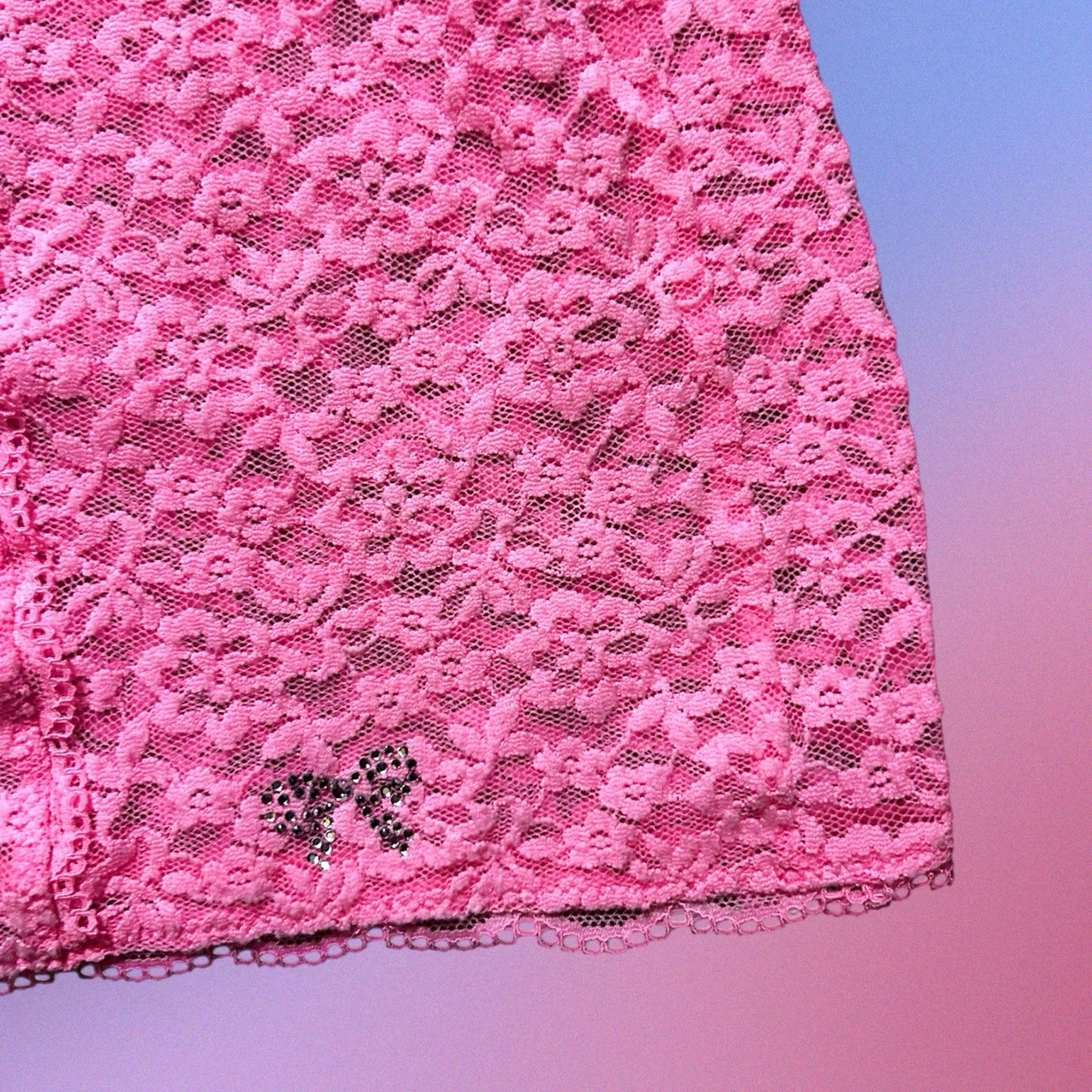 UNDERCOVER Victoria's Secret abito donna rosa pizzo slip camicia con fiocchi taglia large L Y2K