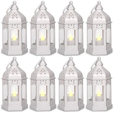 8 Pcs Mini Lantern Centerpiece Led Candles Wedding Decorative For Table Battery