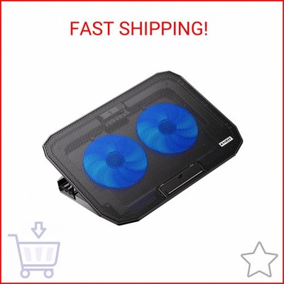 KYOLLY Ultra Slim Laptop Cooling Pad with 2 Quiet Big Fans, 5 Height Adjustable