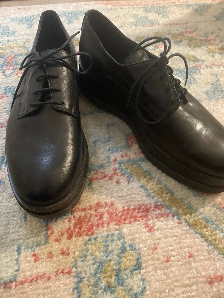 Zapatos Oxford Tosca Azul Negro Cuero Genuino Plataforma Talla 8 Foto 2 de 4