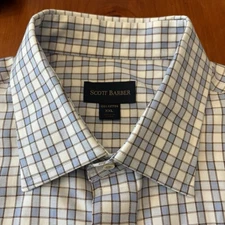 Scott Barber Men's Long Sleeve Shirt 2XL XXL Button Down Plaid 100% Cotton