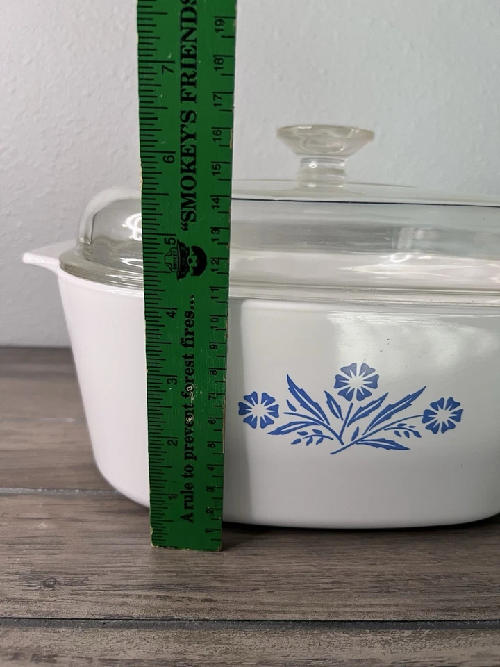 Vintage Corning Ware Blue Cornflower A-5-B 5Quart Casserole Dish w/Pyrex A-12-C - Image 4 of 4