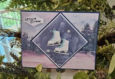 STAMPIN UP CARD KIT -SKATES LET IT SNOW  CARD KIT MAKES 4 #XS-352