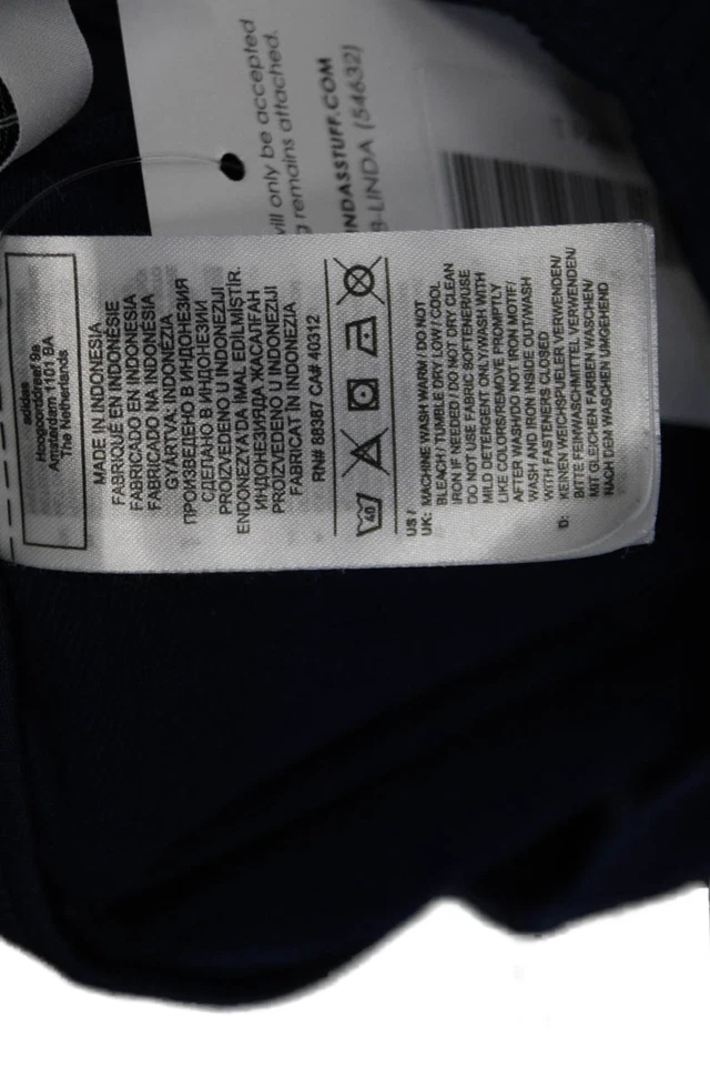 Pantalones deportivos Adidas para niños con cordón elástico cintura pierna recta azul marino talla L Foto 3 de 4