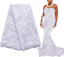 French African Lace Fabrics 5 Yards 2025 New White Swiss Fabric Nigerian Lace Fa
