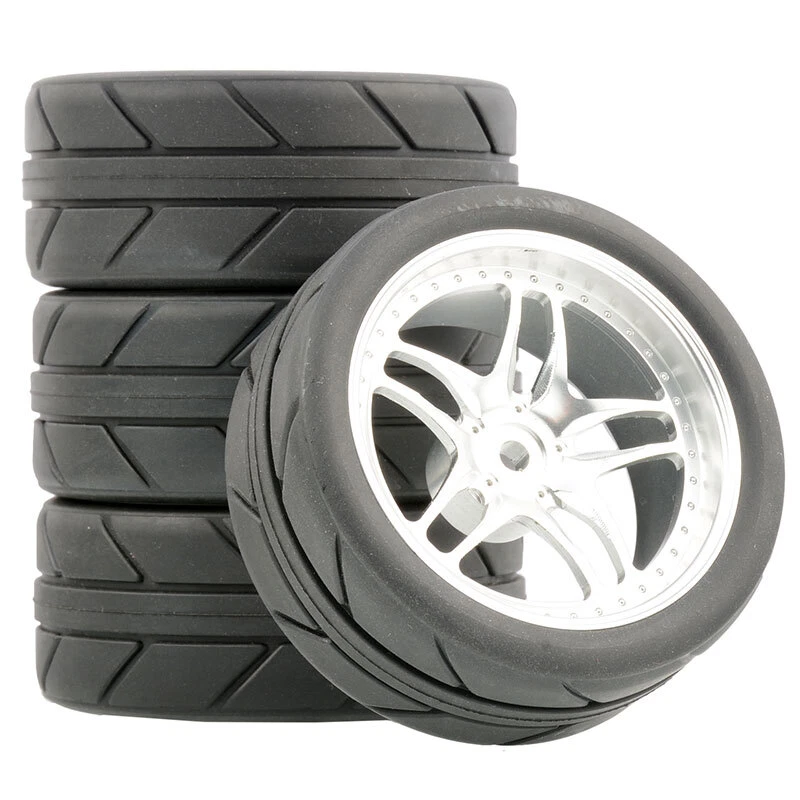 1/10 Rc Aluminium Alloy Wheels Tires Set for Tamiya tt02 tt01e Hpi Rs4 kyosho D4 - Image 4 of 4