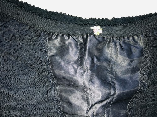 Vintage Mieder Miederhose mit Spitze Gr.XL schwarz transparent glänzend - Bild 2 von 3