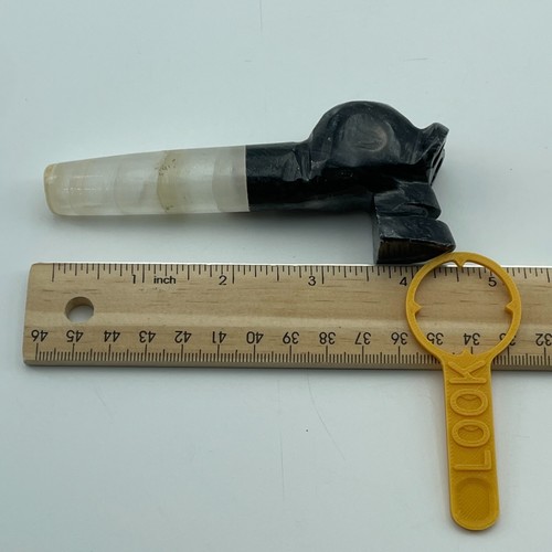 Skull Face Black Marble Stone Smoking Pipe Carved Gothic Horror 4.5in Mexico New - Picture 8 of 8
