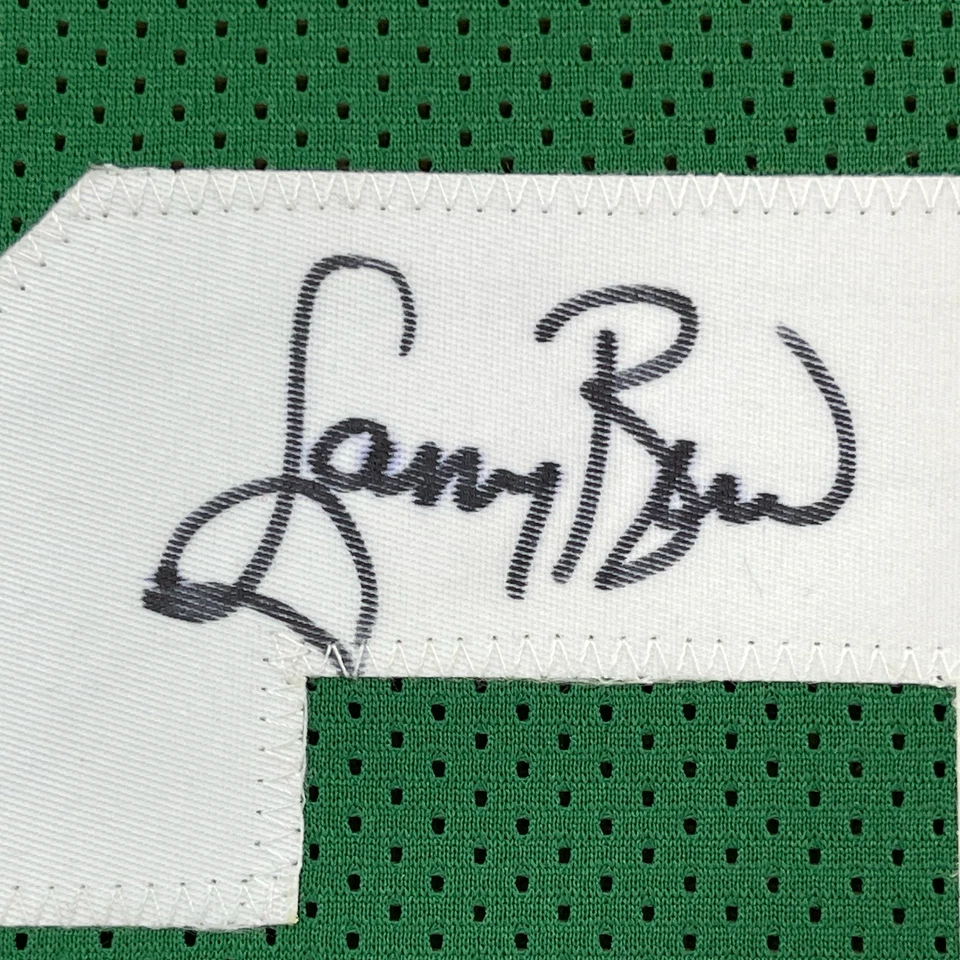 Framed Autographed/Signed Larry Bird 33x42 Boston Green Jersey PSA/DNA COA - Image 2 of 2