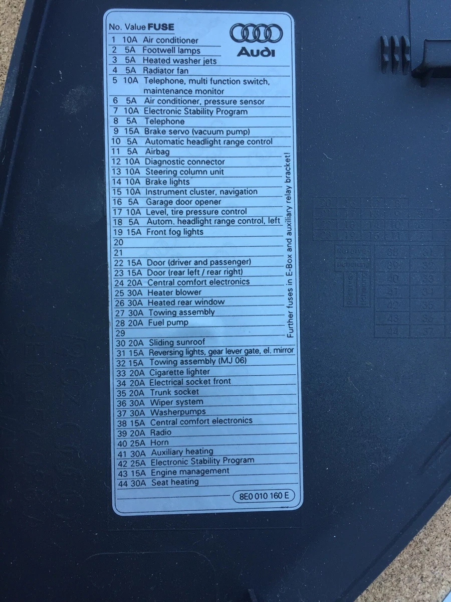 Audi A4 B6 Interior Lights Fuse Matttroy