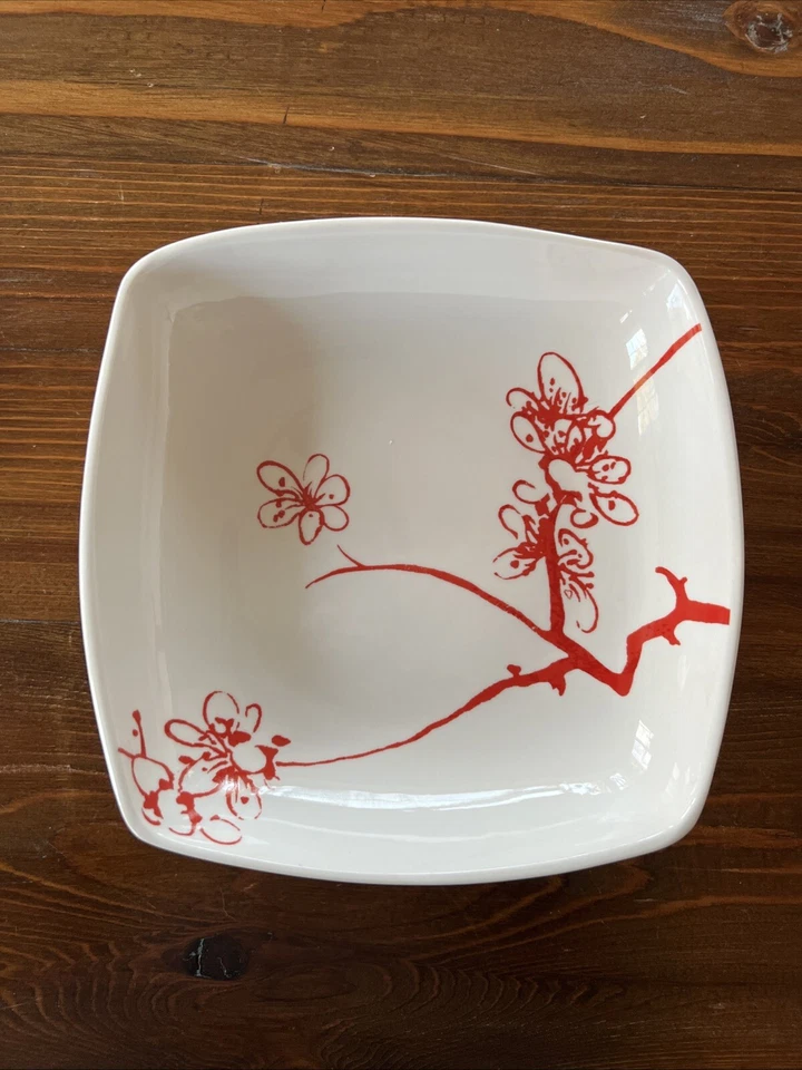 Набор из 2 красных глубоких суповых тарелок с цветочным узором Luminarc Ming 5084094 8 дюймов 20 см - Изображение 3 из 4