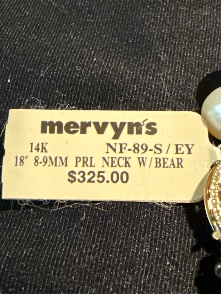 Collar de perlas Mervyns broche de oro amarillo de 14k 18" 8,9 mm broche de perlas 42 gramos Foto 2 de 4