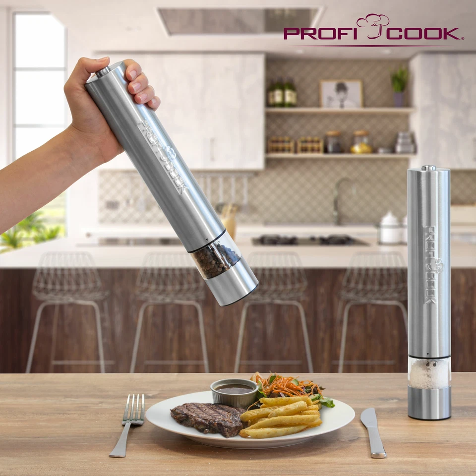 Pack Pimentero y Salero con luz para dosificar en acero inoxidable Proficook - Imagen 2 de 4