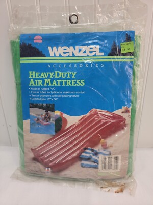 Vtg Wenzel Accessories Heavy Duty Swim Air Mattress Green 72''x30''