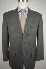 1995-2004 Corbin Green/Brown Check Wool 3/2 Roll Sport Coat Size: 40S