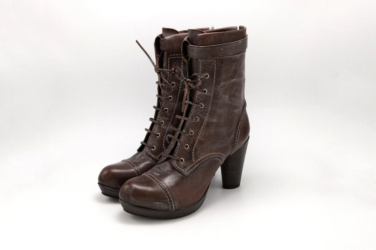 Bottes Cowboy Gianni Barbato En Daim Beige Effet Dentelle - Pointure 37, Portées Une Seule Fois