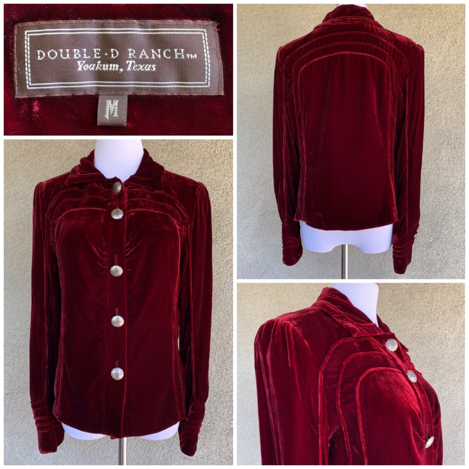 “Double D Ranch” Red Wine Velvet Jacket Exquisite Siz… Gem
