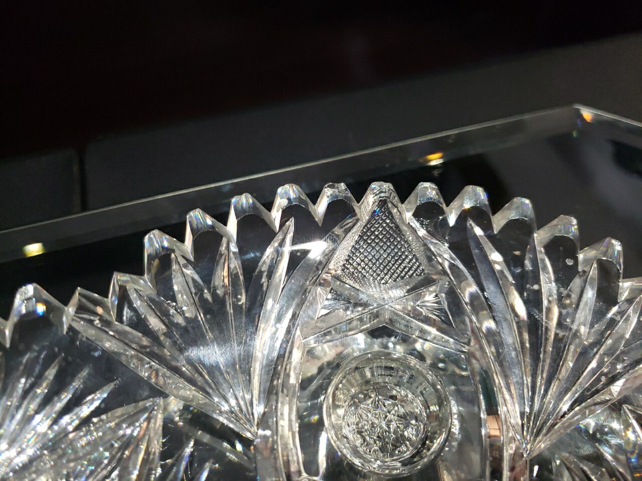 10" Footed Plate. American brilliant period cut glass crystal Signed Fry Fashion