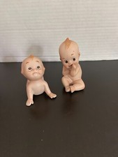 Vintage Lefton Kewpie Dolls Bisque Figurines Crawling Baby  Coy Baby