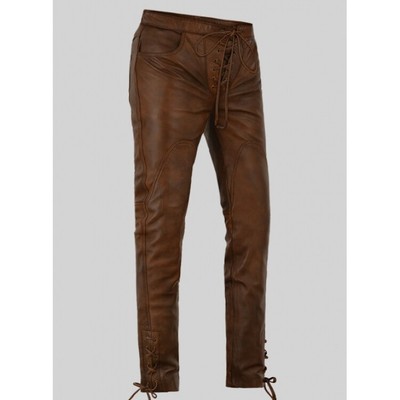 Leather Pants Men's Pant Jeans Style Real Biker Trousers Motorcycle Skinny 15