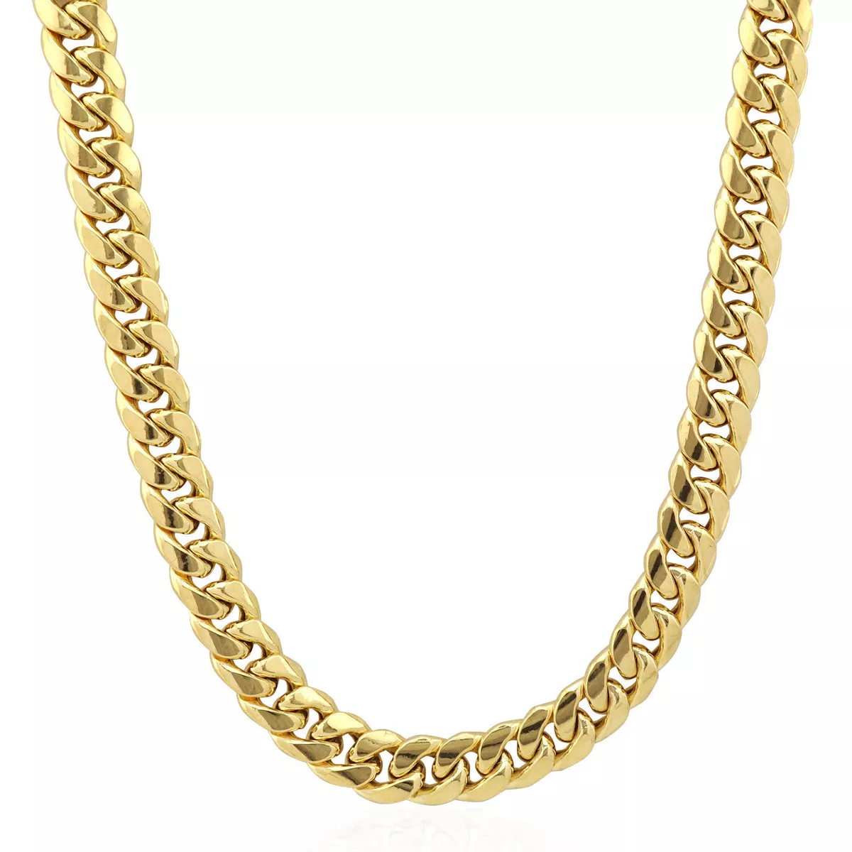 14k Gold Cuban Link Mens Chain Necklace 20 Inch 10MM Box Lobster