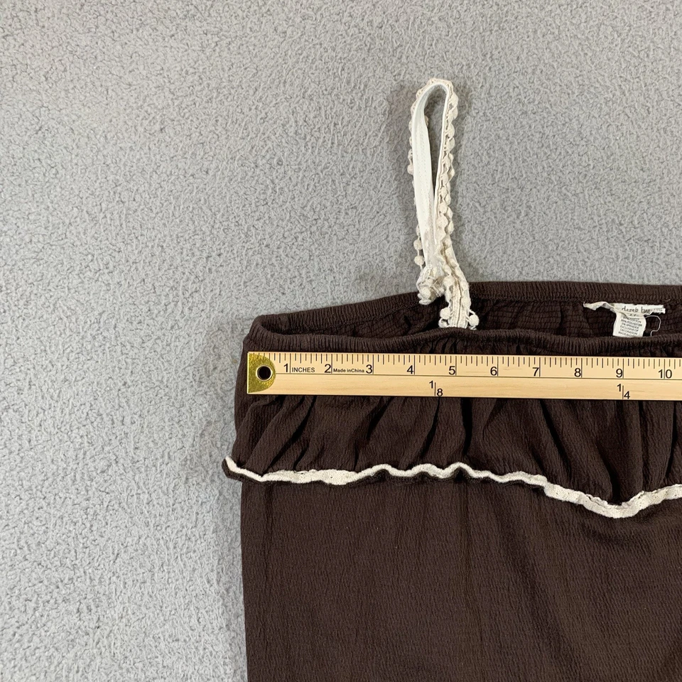 Regata Derek Hearts Feminina 2X Marrom Coquette Cottagecore Babado Boho Festival  - Imagem 2 de 4