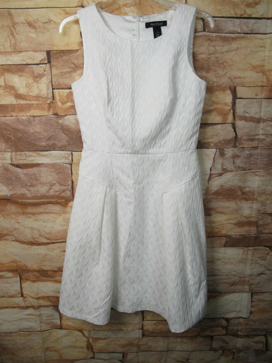 White House Black Market Womens Solid White A Line Dress Size 2 Textured