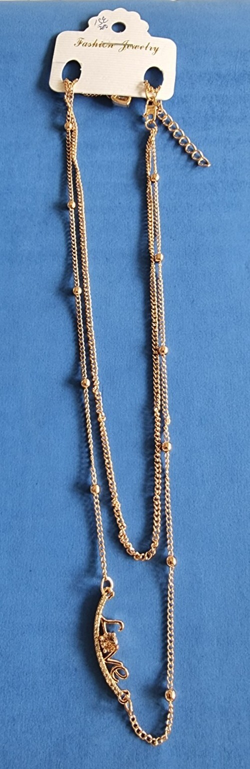 Gold Love Engraved Necklace-image