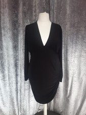 Elegant Plus Size Black Dress, Plunge Neckline & Ruched Sides Sz 24 byMISSGUIDED