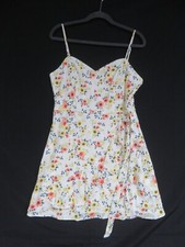 City Triangles Women’s 11 Floral Lined Sun Dress Faux Wrap Linen Blend
