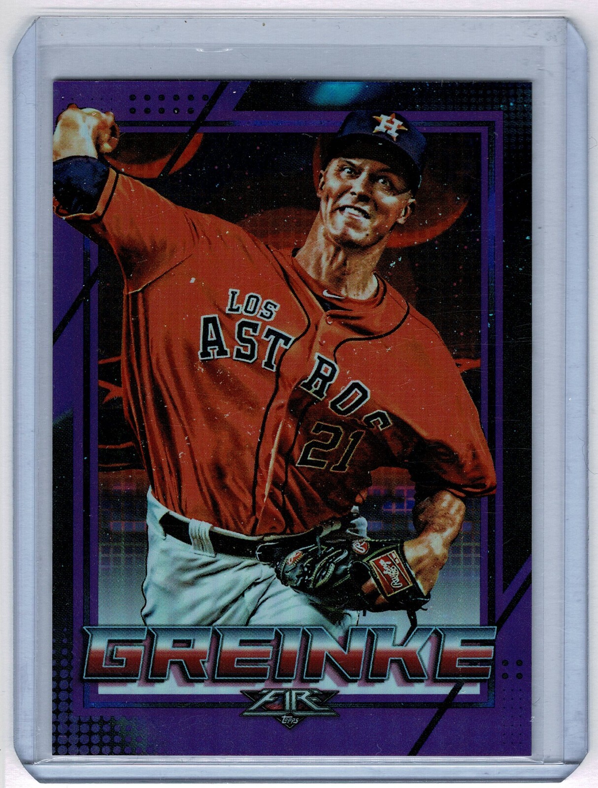 2020 Topps Fire - Purple Parallel - Card #67 Zack Greinke 92/99 