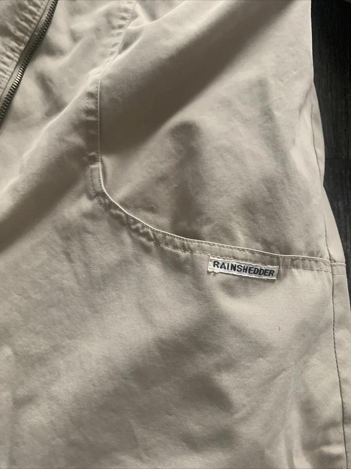 De colección Rain Shedder Ken Meritt Bronceado con Forro Sherpa Blanco Dobladillo Talla S Foto 2 de 4