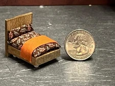Dollhouse Miniature Bed Brown P 1:48 Quarter inch scale 1/4 F180 Dollys Gallery
