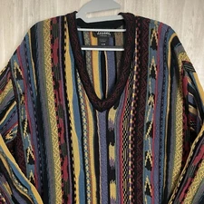 Tosani Canada VTG Colorful Knit Sweater Mens M Coogi STYLE Cotton Retro 90’s 3D