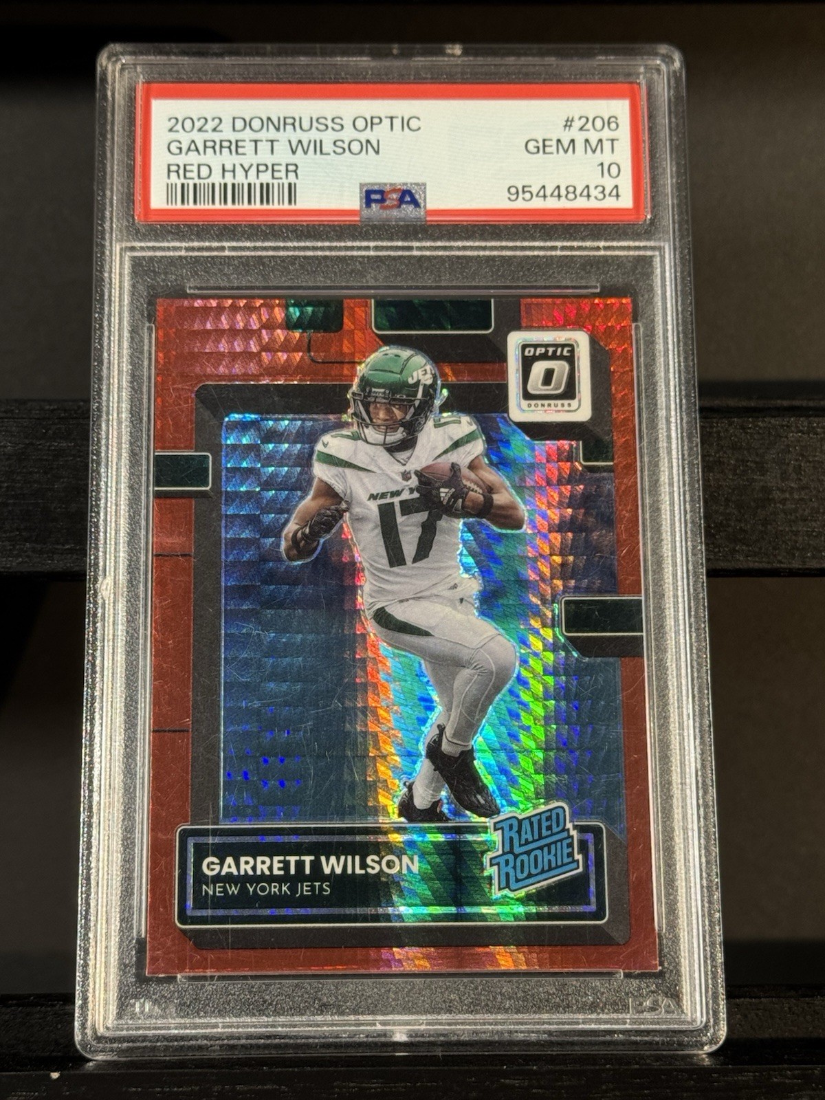 2022 Donruss Optic Garrett Wilson Rated Rookie #206 Red Hyper PSA 10